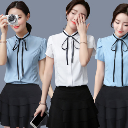 1735套装新款夏季教师服套装职业装短袖衬衫配裙子套装图3