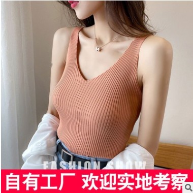 v领吊带背心女夏季内搭冰丝针织黑白色小心机打底衫无袖上衣外穿图2