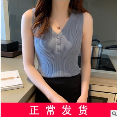 吊带女夏季内搭小背心打底衫针织衫修身v领性感无袖短款上衣外穿图2