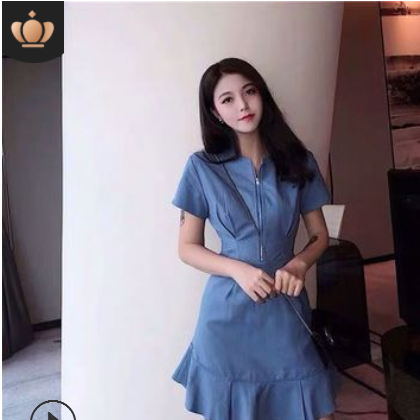 心机裙子设计感超仙女冷淡风赫本小黑裙极简主义鱼尾连衣裙2021夏