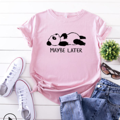 现货！ wish ebay 热卖休闲可爱功夫熊猫大码女装纯棉短袖t恤潮