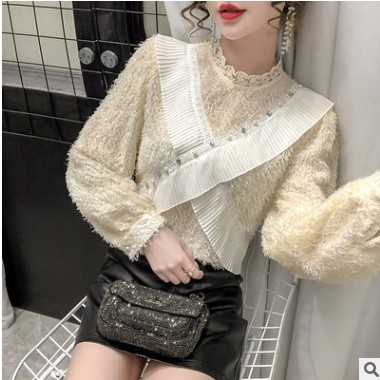 春季打底衫女百搭2021年新款韩版小众长袖蕾丝内搭洋气小衫上衣潮图1
