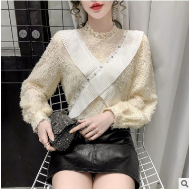 春季打底衫女百搭2021年新款韩版小众长袖蕾丝内搭洋气小衫上衣潮图2