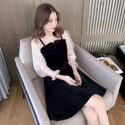 2020夏季大码女装吊带裙时尚a字裙韩版新款拼接假两件连衣裙批发图2