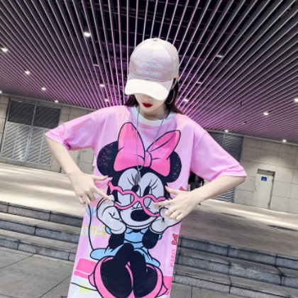 厂家直销中长款t恤大码女装韩版宽松夏季新款体恤网眼速干上衣图2