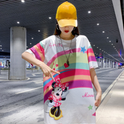 2021夏泰国潮牌大码宽松韩版女装批发时尚上衣中长款休闲短袖T恤图3