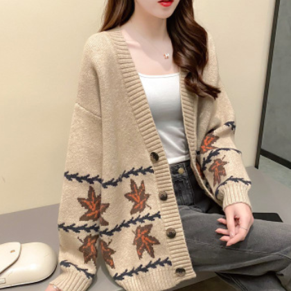 2021春季新款韩版针织开衫女宽松长袖复古洋气外搭外套女图2