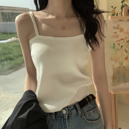 小背心女2021新款网红修身短款无袖打底上衣内搭针织纯色外穿吊带图3