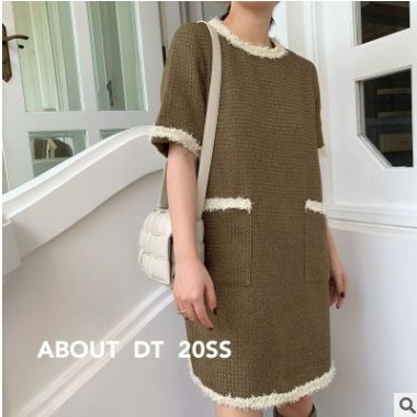 趋梦DT EDITION2020春季女装新款露背系带大气中裙女小香风连衣裙图3