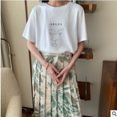 趋梦DT EDITION卡通人脸印花短袖t恤女ins潮女装2020上衣女女夏图2