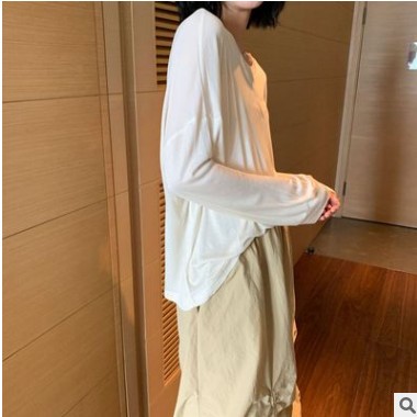 趋梦DT EDITION2020夏季女装新款百搭白色T恤女长袖上衣宽松防晒图3