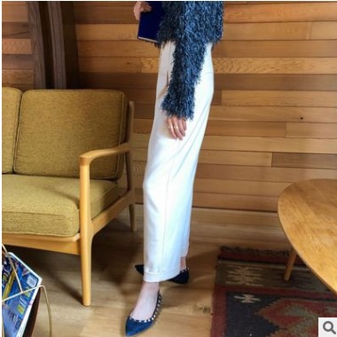 趋梦DT EDITION春季新款女装高腰翻边九分裤直筒裤子女2020休闲裤图3