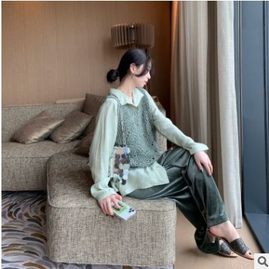 趋梦DT EDITION纯色百搭丝绒裤子女休闲春夏阔腿裤新款女装2020图1