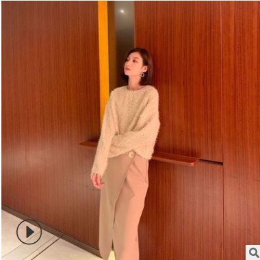 趋梦DT EDITION秋季女装前搭片装饰扣直筒裙新款半身裙女2019新款图3