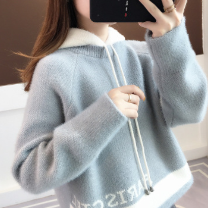 2019新款女士毛衣时尚套头宽松外穿女装潮慵懒风秋冬加厚打底衫女图3