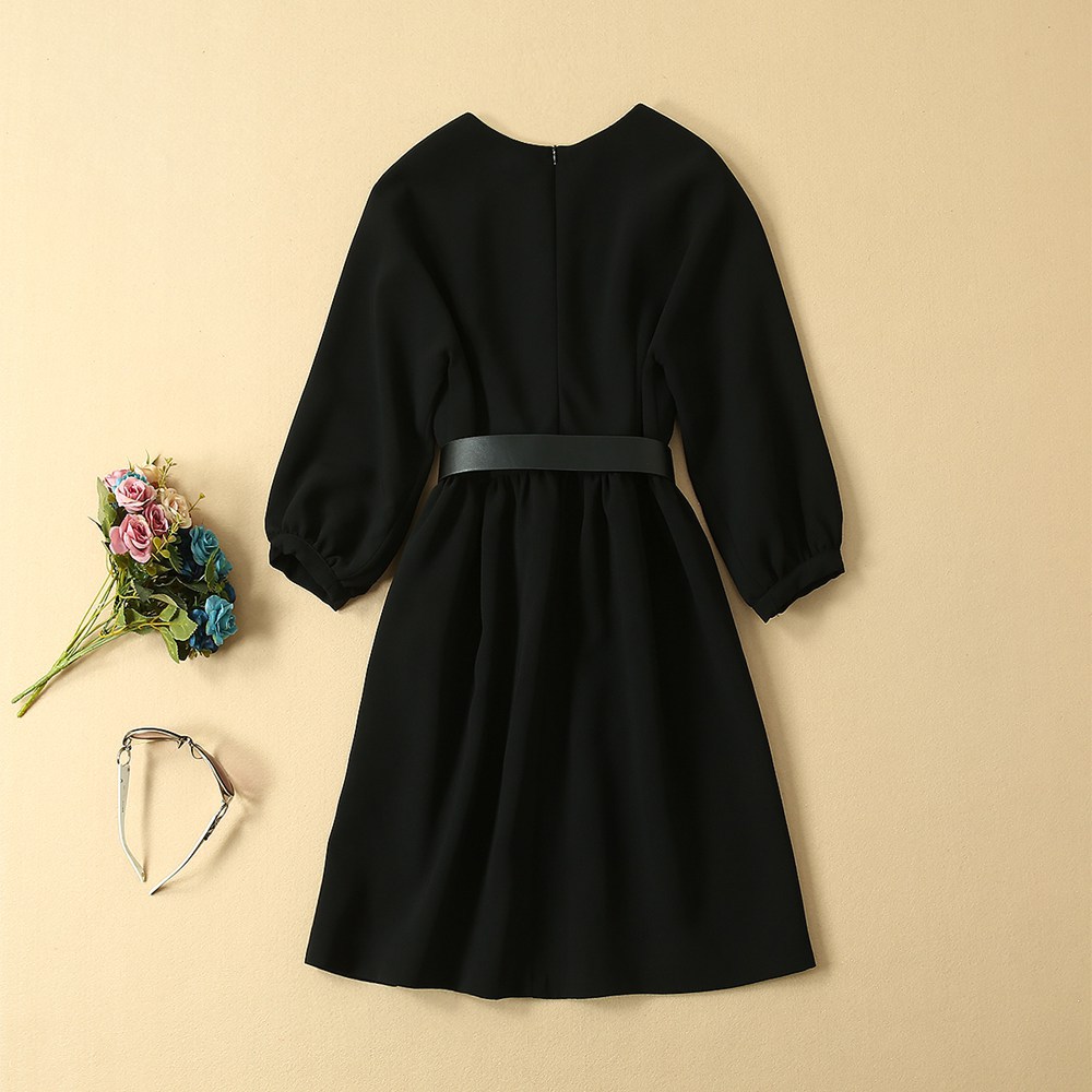 0705-09 景甜同款黑色连衣裙颜色黑色SMLXL码260