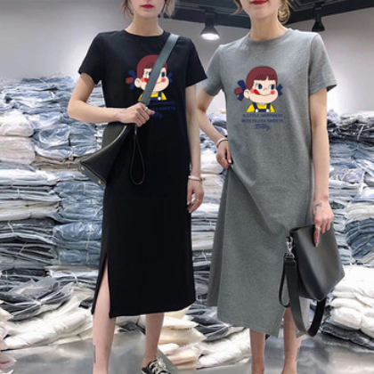 厂家直销不二家牛奶女孩印花少女T恤裙超火cec短袖可爱大码连衣裙图3