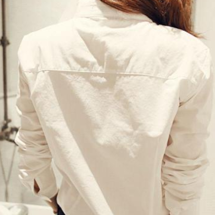 新款女装衬衫韩版中长款修身长袖白衬衣女打底衫图3