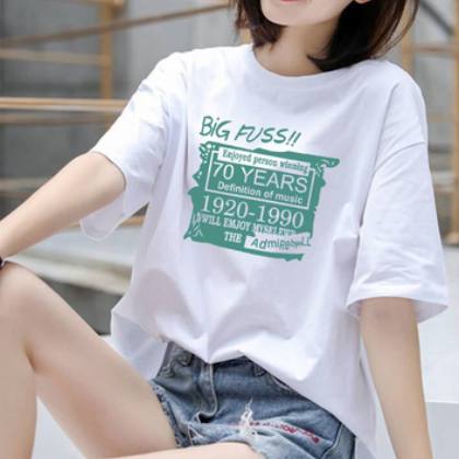 夏季2021新款韩版白色字母宽松显瘦圆领短袖t恤上衣女学生打底衫图2