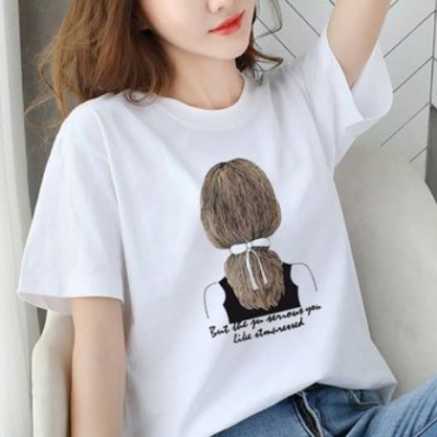 2021夏季新款女装短袖t恤女学生韩版宽松大码白色体恤上衣打底衫