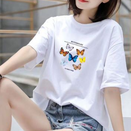 2021新款你先看cec白色短袖t恤女学生韩版宽松衣服女ins上衣体恤图3