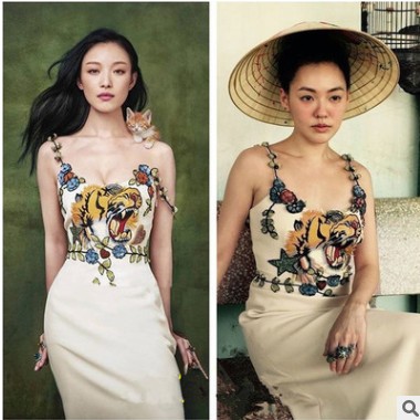 连衣裙夏2020网红 倪妮老头刺绣吊带连衣裙沙滩裙8432图3