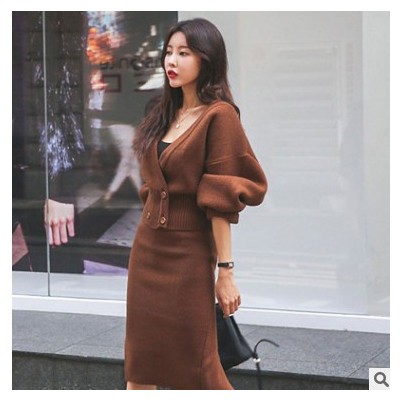 2020秋装新款韩版女装针织气质显瘦两件套秋冬休闲套装时尚潮8908