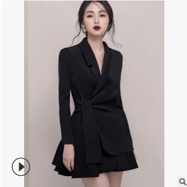 秋冬代发女装跨境OL通勤气质优雅修身职业西装套装裙两件套8956图2
