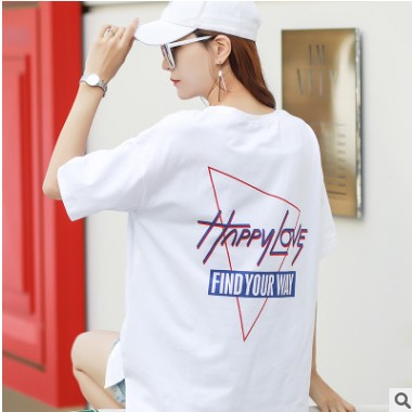2020新款上衣网红港风中长款t恤潮流女装夜市地摊货高利润纯棉T恤图2