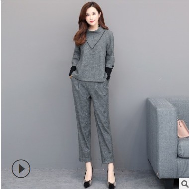 女神范套装2021春季新款洋气时尚御姐气质显瘦小脚裤两件套现货图2