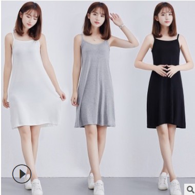 夏季莫代尔打底吊带裙女内搭衬裙中长款宽松无袖背心裙大码连衣裙图3