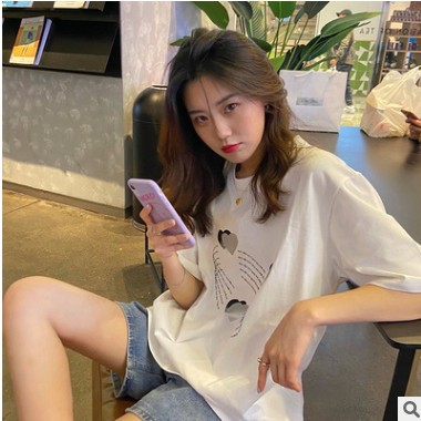 白色t恤2021夏季新款韩版学生宽松百搭短袖上衣女设计感ins潮批发图3