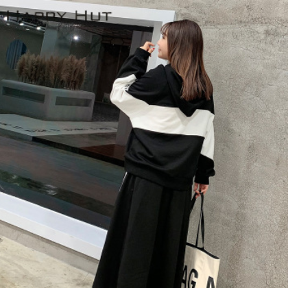 套装女 2021春季新款韩版时尚毛圈显瘦大码女装运动风卫衣+半身裙图2
