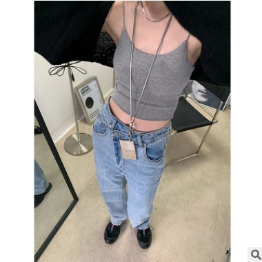 夏季外穿美背背心性感露脐短裤小吊带带胸垫修身内搭打底背心上衣图1