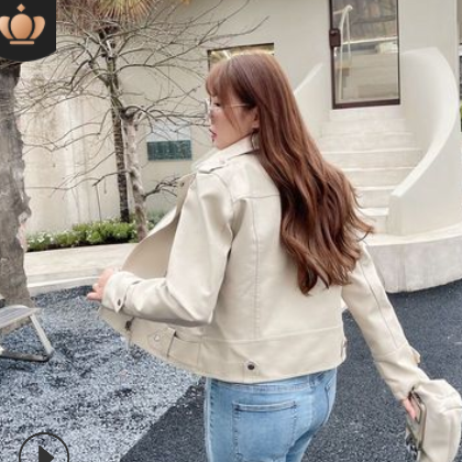 2021春季新款时尚欧美胖mm机车PU皮衣显瘦大码女装一件代发N5428图2