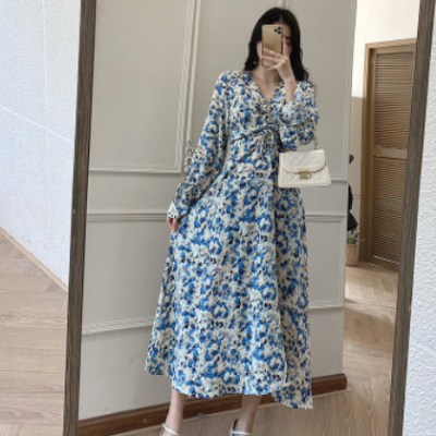 780大码女装春装碎花连衣裙微胖收腰显瘦连衣裙胖妹妹时尚春装