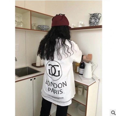 潮流印花涂鸦oversizet恤恶搞小香宽松大件短袖显小男友白色T恤女图2