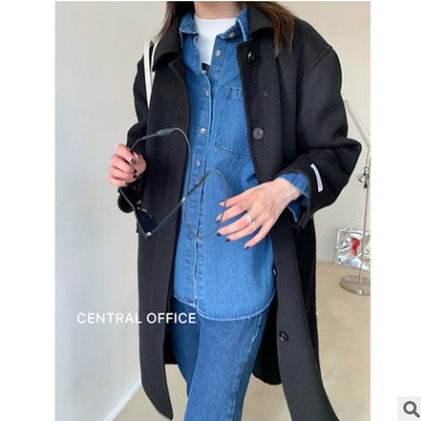 are U shop牛仔内搭衬衫女韩版宽松设计感叠穿休闲小翻领上衣图3