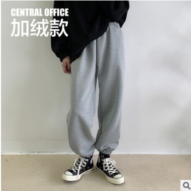2020新款卫裤ins潮 秋冬宽松束脚加绒卫裤加厚显瘦5色运动卫裤女图3