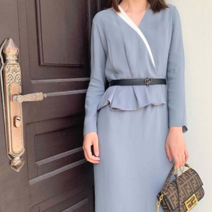 2021春夏新款 欧美风时尚三醋酸气质通勤修身裙子 轻熟连衣裙女图3