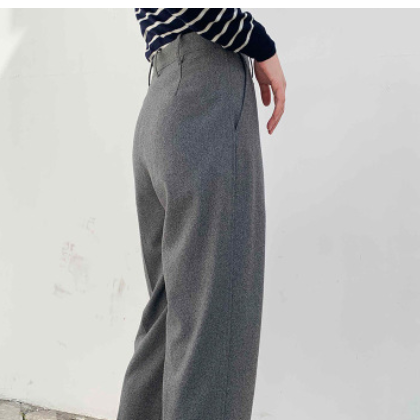 北欧时尚AC 秋冬款女装灰色羊毛羊绒毛呢锥形裤 气质通勤裤子女图2