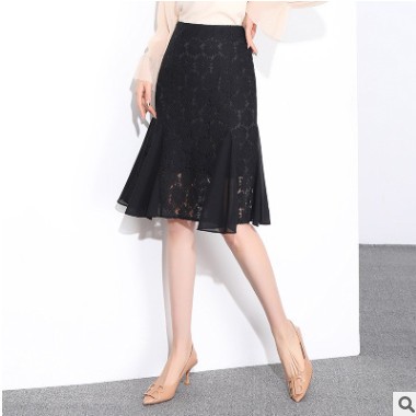 蕾丝半身裙女春夏2020新款高腰显瘦中长款百搭职业OL包臀鱼尾裙图3
