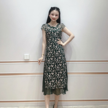 2020年夏季撤柜女装韩版气质复古国风优雅蕾丝旗袍连衣裙