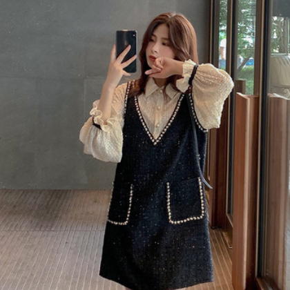 秋冬装2020年新款初秋洋气减龄显瘦连衣裙子两件套装胖mm大码女装