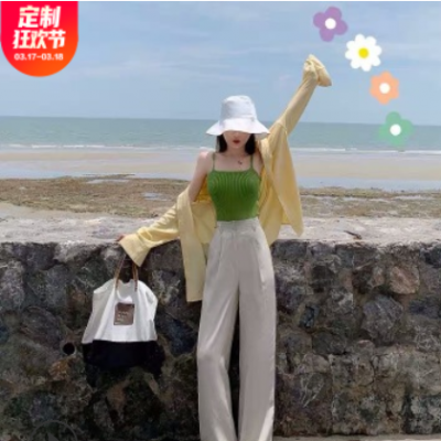 时尚套装女装小清新套装春夏网红2021新款两件套洋气减龄阔腿裤女
