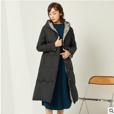 新中长款90白鹅绒羽绒服豹纹内衬保温无异味图3