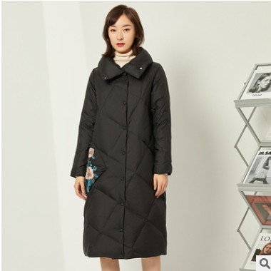 2020新女士长款羽绒服大翻领90白鸭绒保暖御寒时尚都市风图3