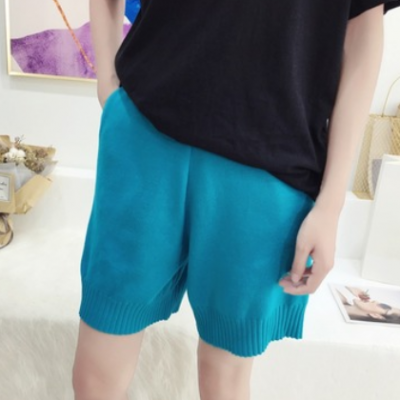 实拍网红短裤女宽松2020新款夏季外穿直筒高腰显瘦针织休闲裤子潮