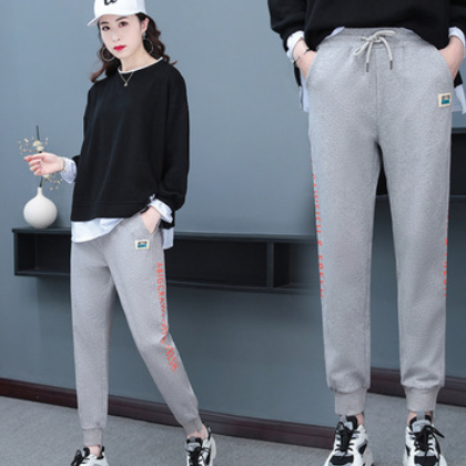 女裤子2021春秋新款时尚大码裤显瘦束脚裤女小个子休闲裤女ing潮图3