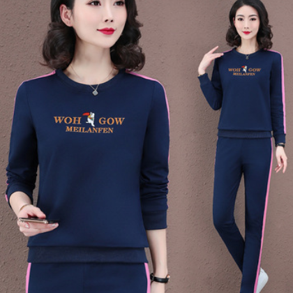 运动套装女2021春季新款韩版宽松大码时尚休闲家居服跑步服套装潮图1